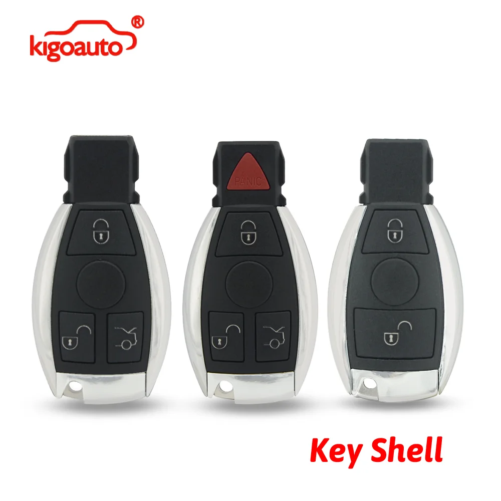 Kigoauto Remote Key Case Shell 2/3/4 Button BGA IYZDC11 IYZDC07 IYDC10 for Mercedes Benz E350 C350 ML350 SLK350 GLK350 2009-2012