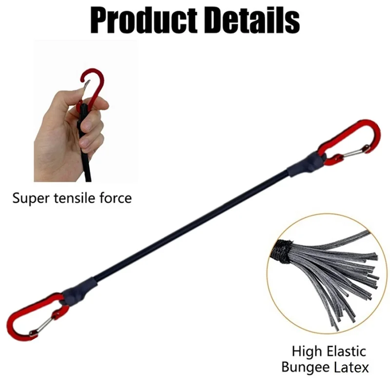 Elastic Ropes Heavy Duty Durable Nylon High Elasticity with Sturdy Metal Buckles 7 Types for Fishing Boats Docking Tying Car