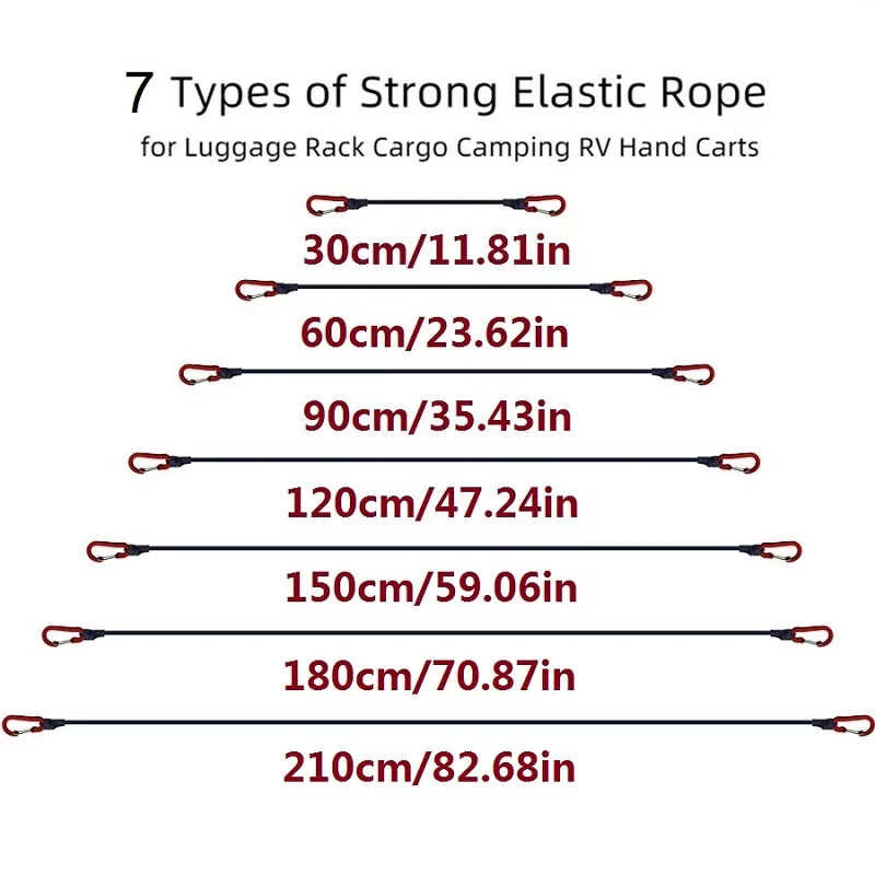 Elastic Ropes Heavy Duty Durable Nylon High Elasticity with Sturdy Metal Buckles 7 Types for Fishing Boats Docking Tying Car