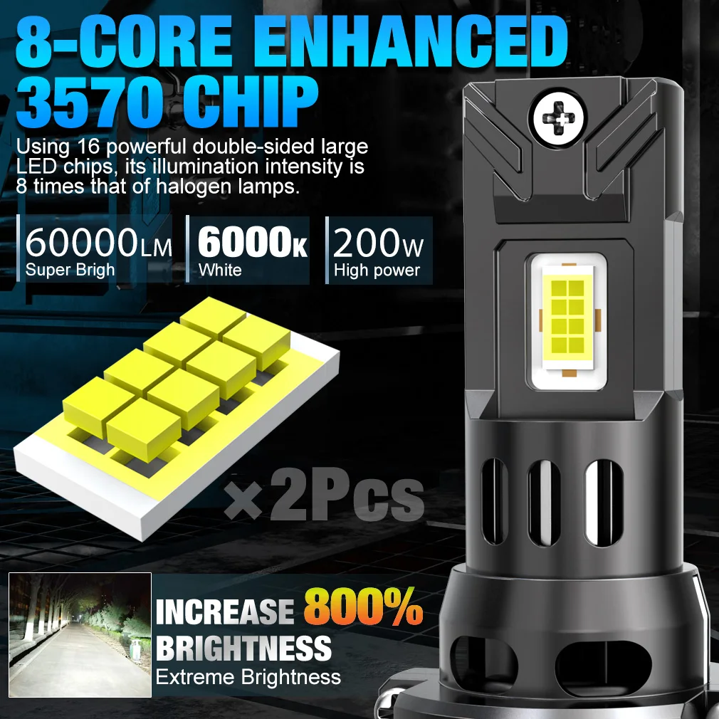 XSTORM H7 LED Lights Bulbs 150W 60000LM H1 LED Headlights Canbus H4 LED Headlights Car Turbo Lamps 6000K 12V Automobile 