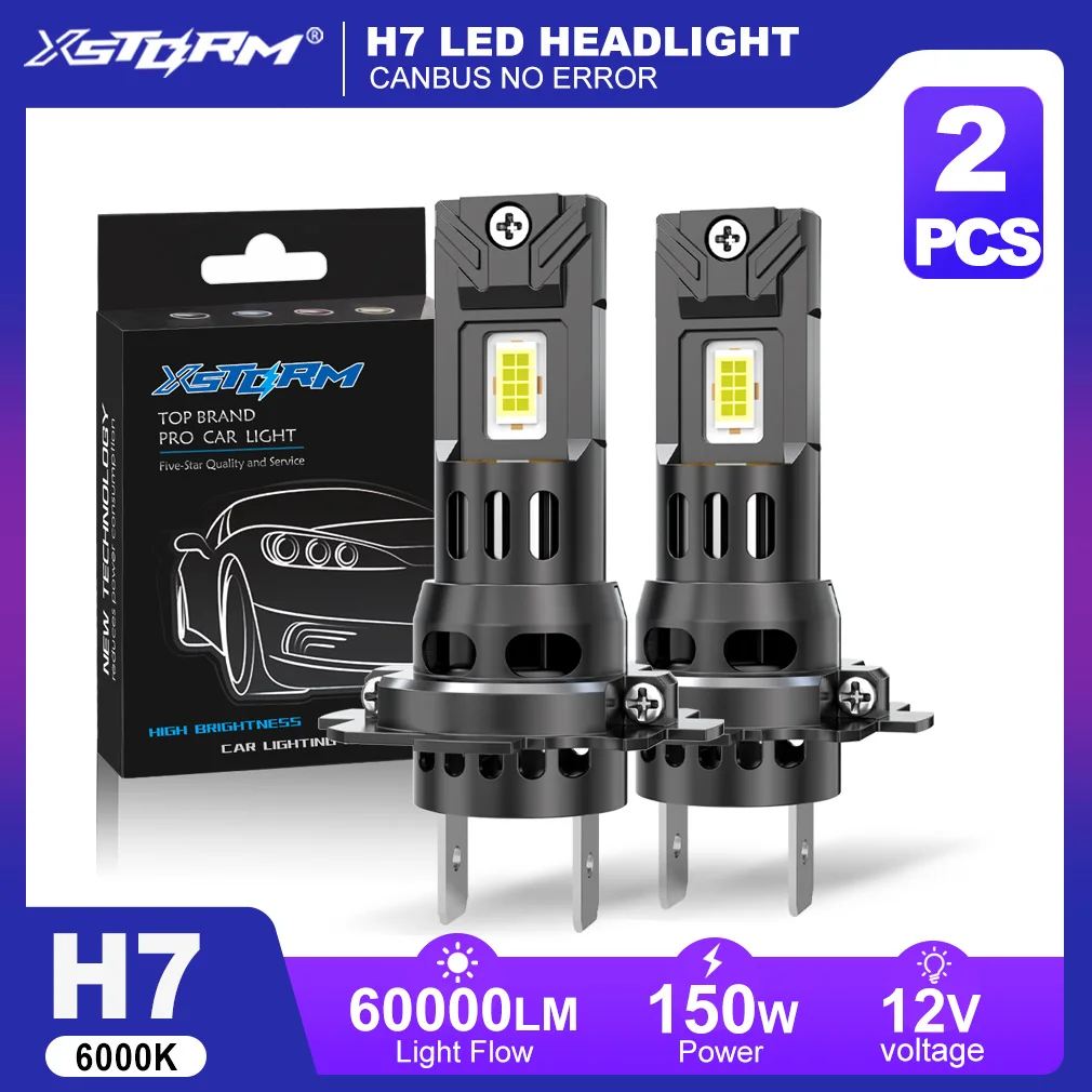 XSTORM H7 LED Lights Bulbs 150W 60000LM H1 LED Headlights Canbus H4 LED Headlights Car Turbo Lamps 6000K 12V Automobile 