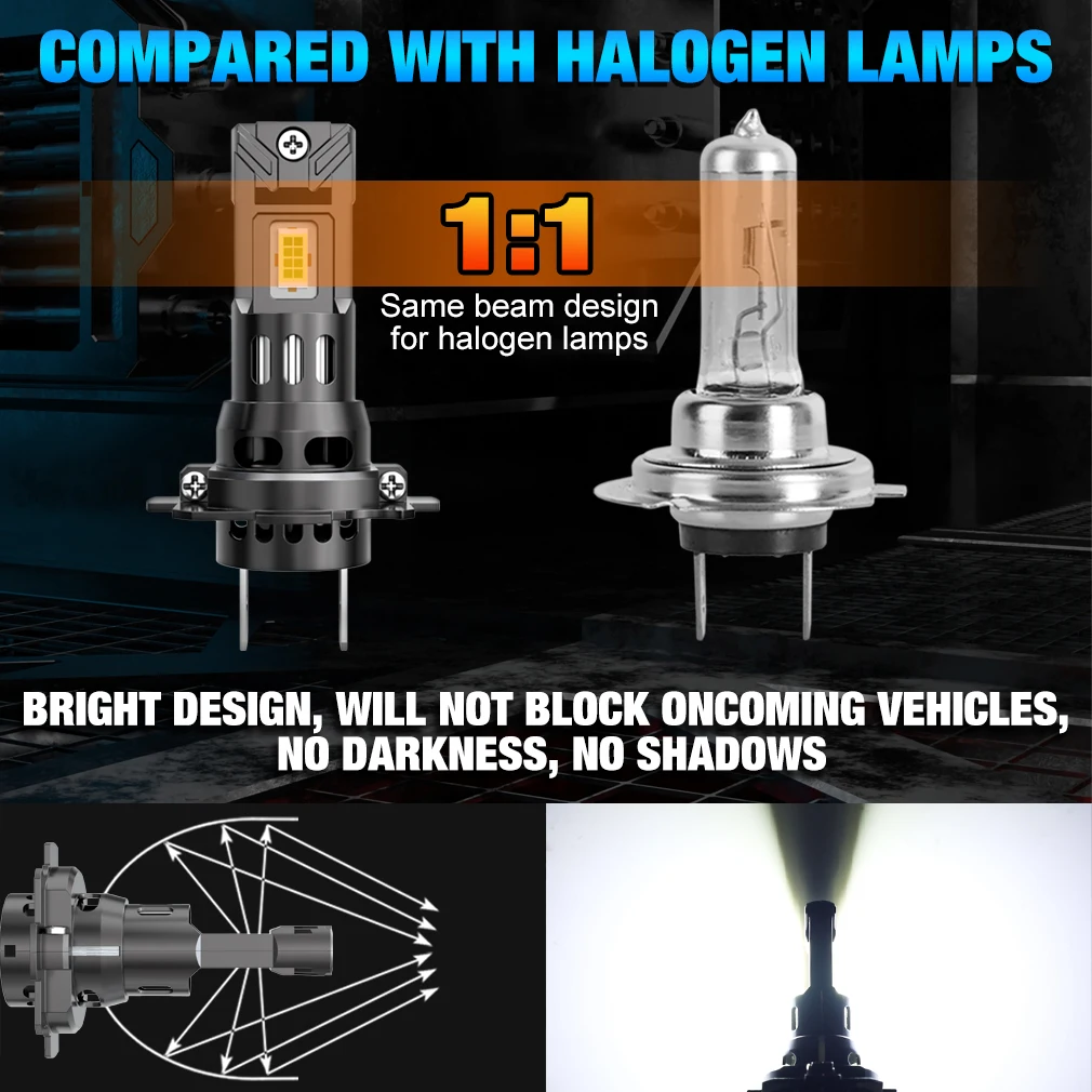 XSTORM H7 LED Lights Bulbs 150W 60000LM H1 LED Headlights Canbus H4 LED Headlights Car Turbo Lamps 6000K 12V Automobile 