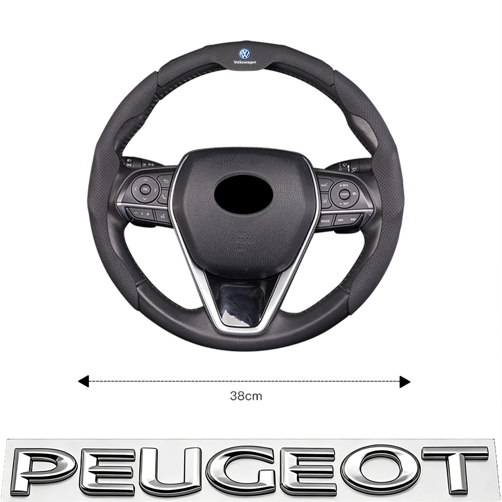Car Steering Wheel Cover Breathable and Anti Slip Leather Handle Cover For VW Golf T‑Roc Tiguan Polo Passat T‑Cross Taigo ID.4