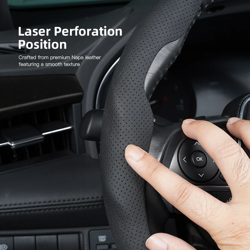 Car Steering Wheel Cover Breathable and Anti Slip Leather Handle Cover For VW Golf T‑Roc Tiguan Polo Passat T‑Cross Taigo ID.4