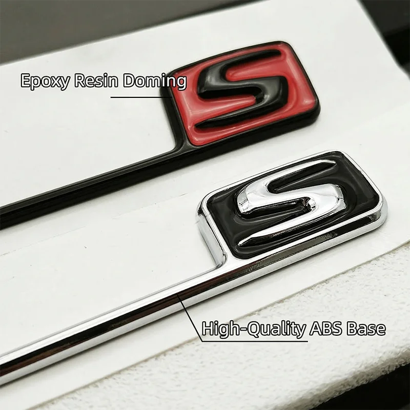 3D ABS S Letter Logo Rear Trunk Emblem Badge For Mercedes Benz AMG C63S E63S GLC63S Car Styling Fender Decal Sticker
