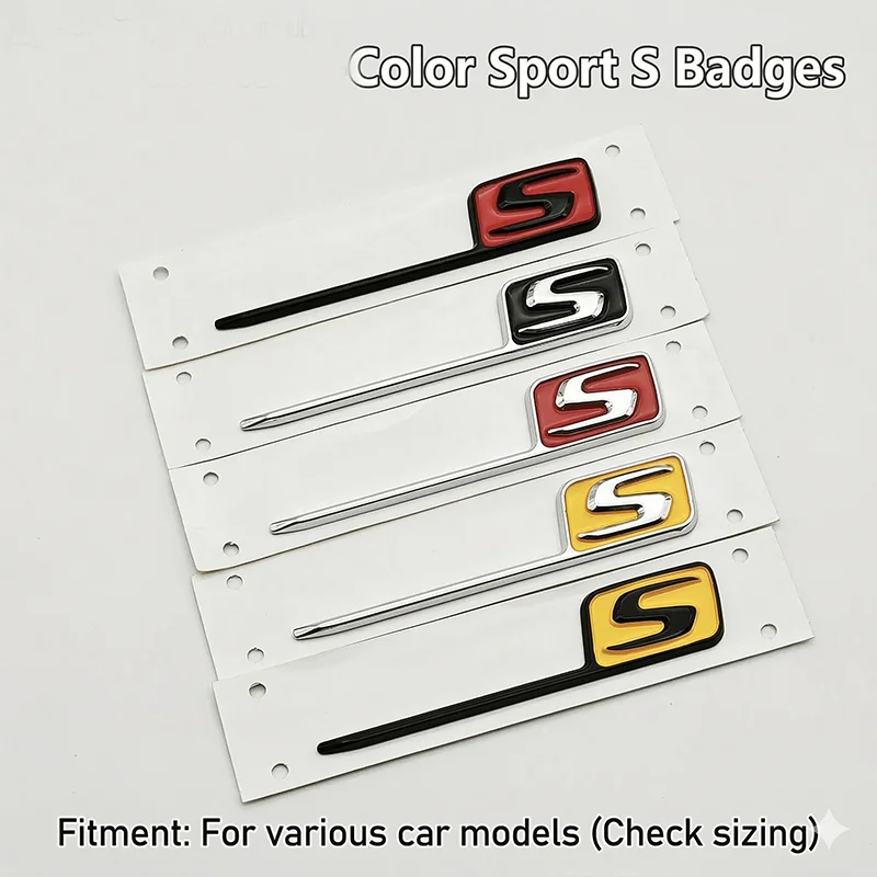 3D ABS S Letter Logo Rear Trunk Emblem Badge For Mercedes Benz AMG C63S E63S GLC63S Car Styling Fender Decal Sticker