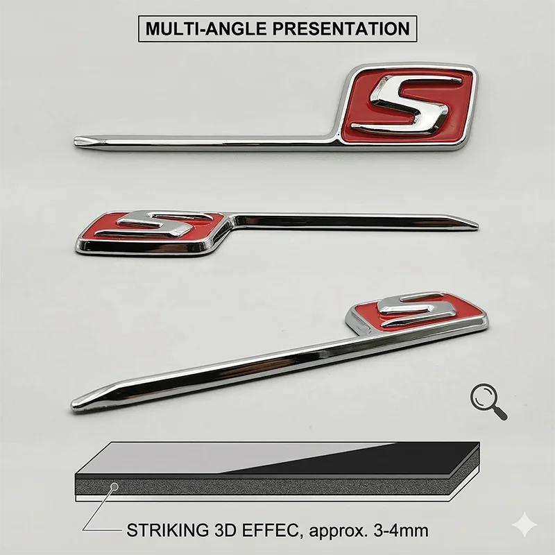 3D ABS S Letter Logo Rear Trunk Emblem Badge For Mercedes Benz AMG C63S E63S GLC63S Car Styling Fender Decal Sticker