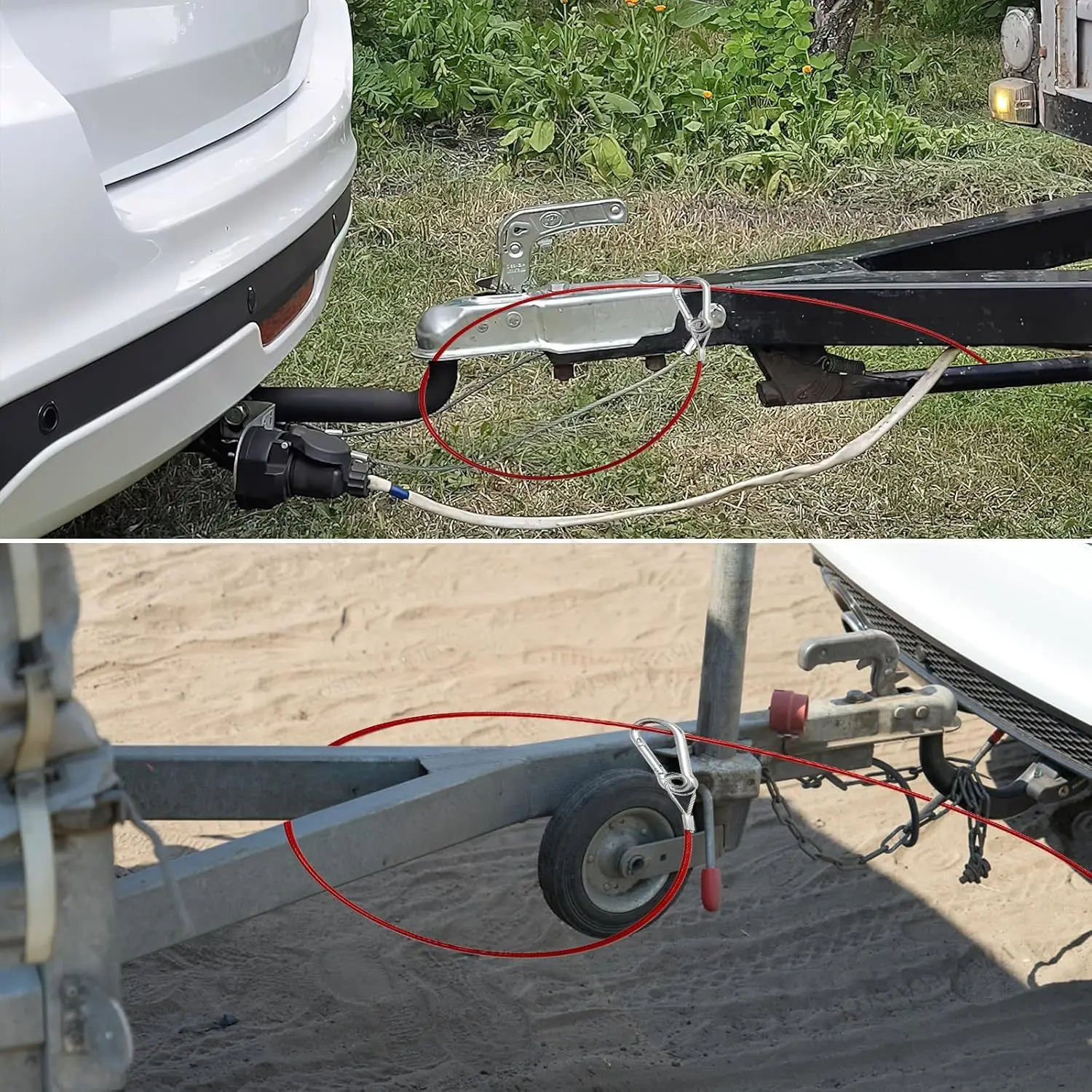 Universal Heavy Duty Stainless Steel Caravan Trailer Breakaway Rope Brake Away Safety Cable Braked Hitch Accessories Parts