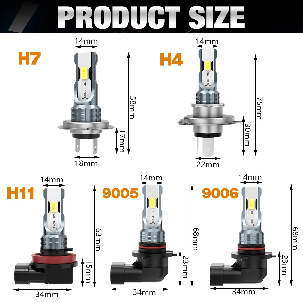 XSTORM H7 LED Fog Lights Bulbs H4 H11 9005 9006 LED Headlight for Car 80W 20000LM 6000K Auto Headlamps Plug & Play 12V 24V