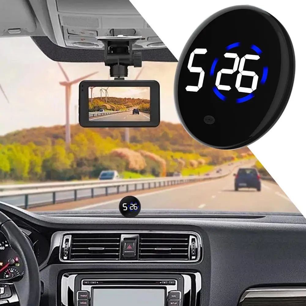 Fashionable Car LED Clock Touch-Control Dashboard Watch with LED Display Light for Fridge RV Classroom Travel Vehicle