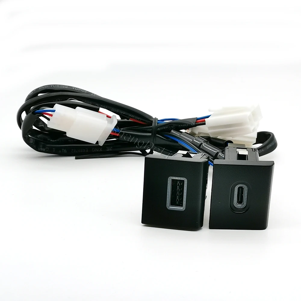 12V/24V Red Led Light Fit for Amarok 2011-2022 Car Dual Charger Adapter Socket USB Type C PD Charging Outlet