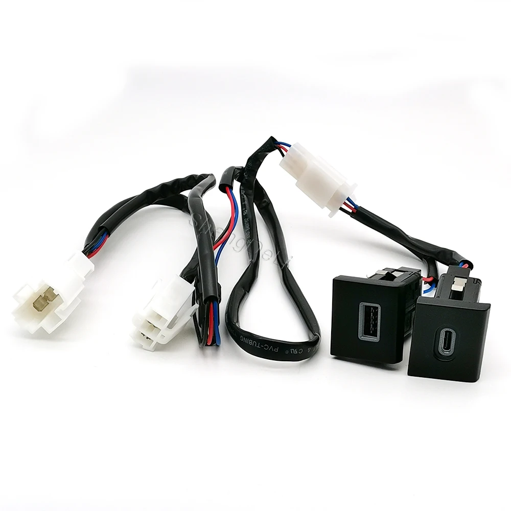 12V/24V Red Led Light Fit for Amarok 2011-2022 Car Dual Charger Adapter Socket USB Type C PD Charging Outlet
