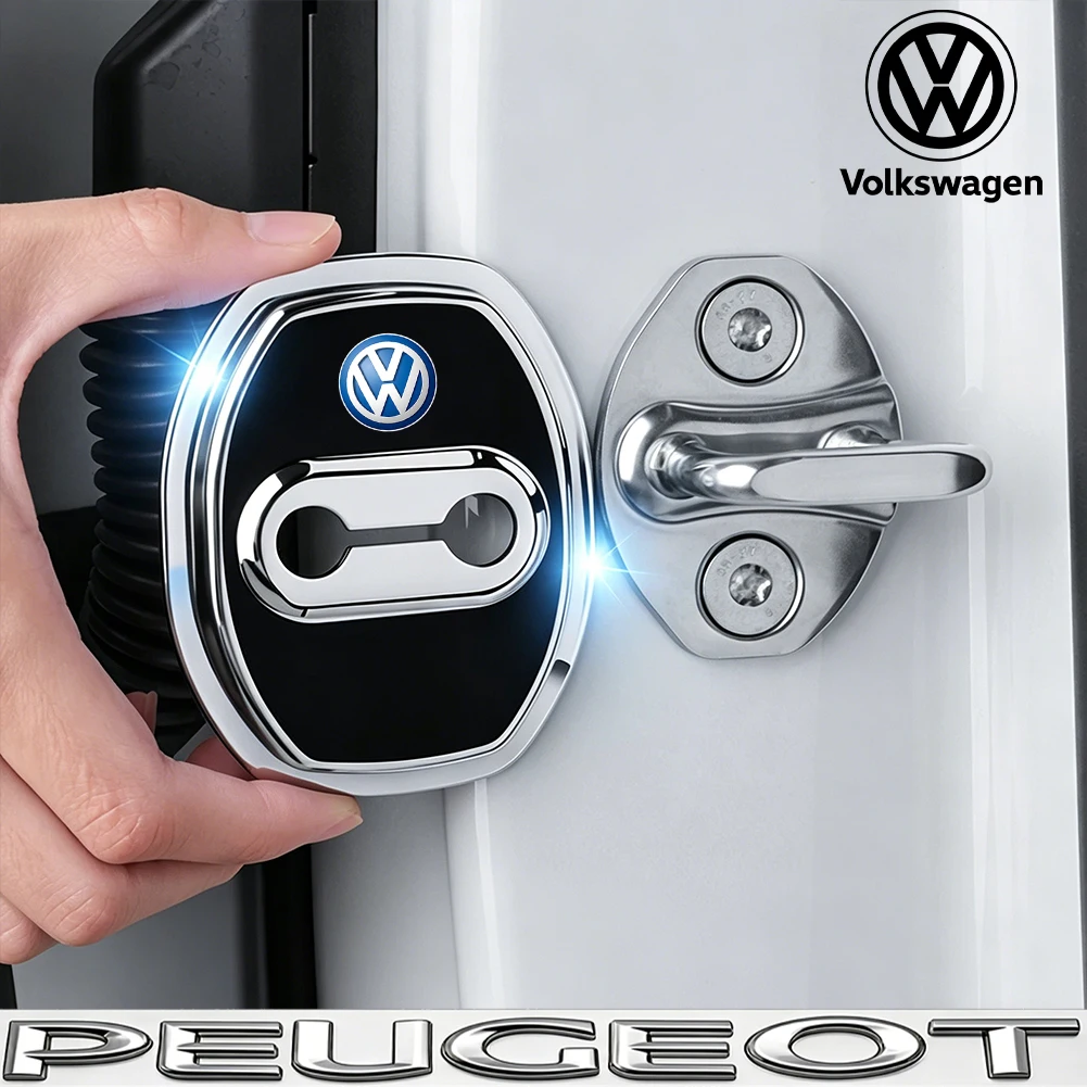 4Pcs Silicone Car Door Lock Buckle Protector Cover For VW Golf Tiguan T-Roc Polo Passat ID.4 T-Cross ID.3 Taigo ID.7 Atlas Beetl