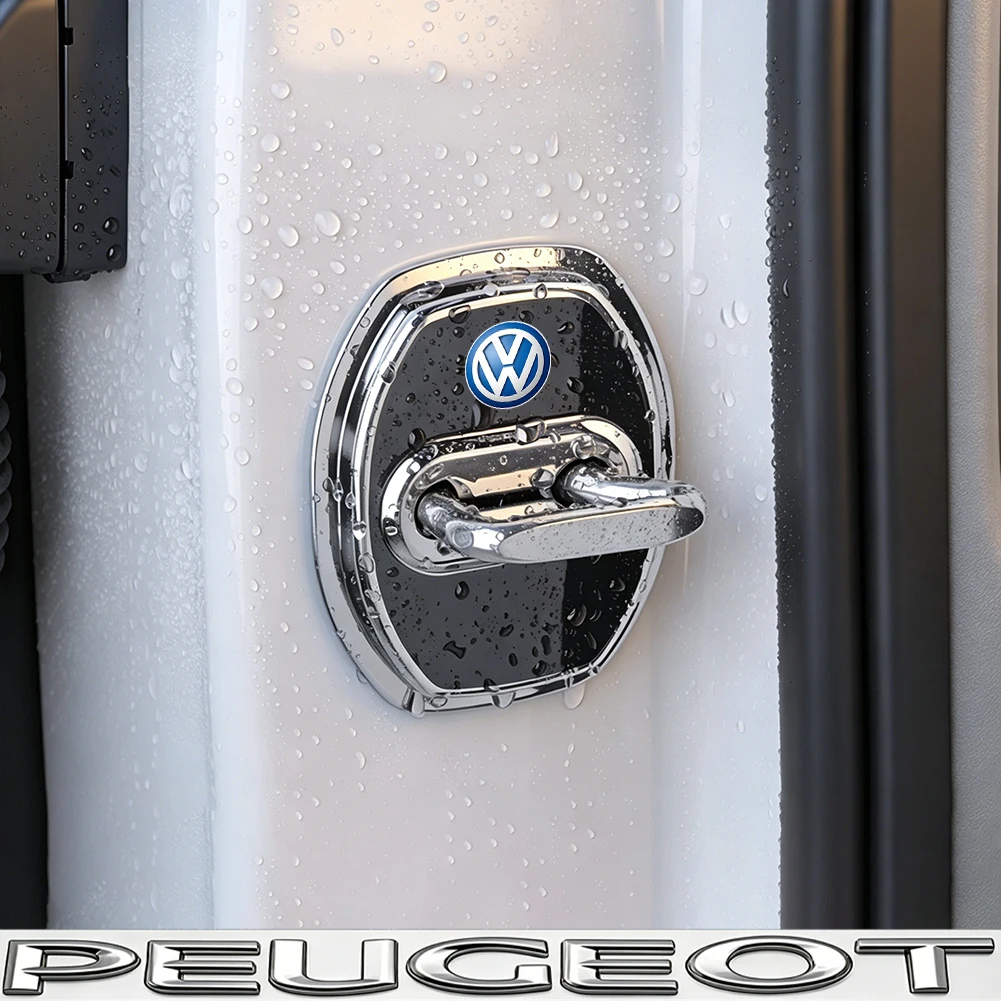 4Pcs Silicone Car Door Lock Buckle Protector Cover For VW Golf Tiguan T-Roc Polo Passat ID.4 T-Cross ID.3 Taigo ID.7 Atlas Beetl