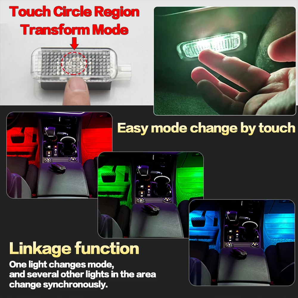 2X LED Car RGB Interior Footwell Light Atmosphere Lamp Accessories For SEAT Ateca Leon 5F MK3 Ibiza ST Toledo KG MK4 Alhambra 7N