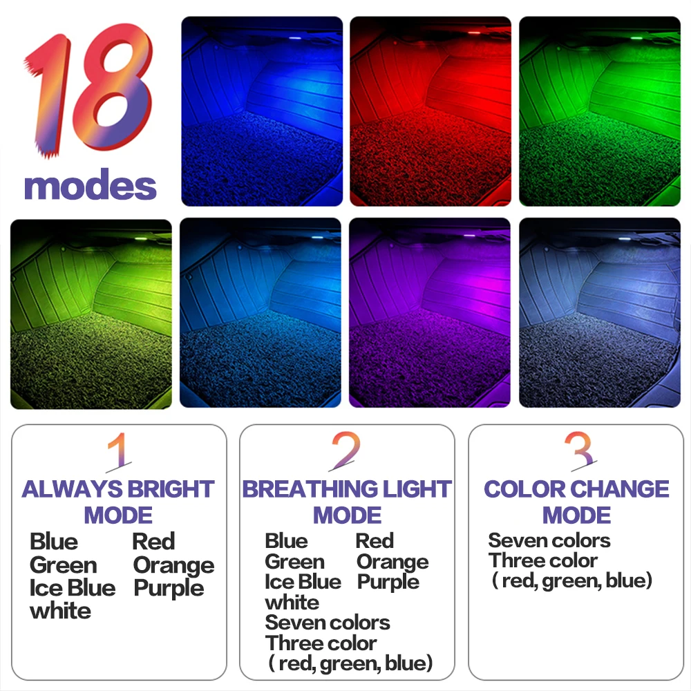 2X LED Car RGB Interior Footwell Light Atmosphere Lamp Accessories For SEAT Ateca Leon 5F MK3 Ibiza ST Toledo KG MK4 Alhambra 7N
