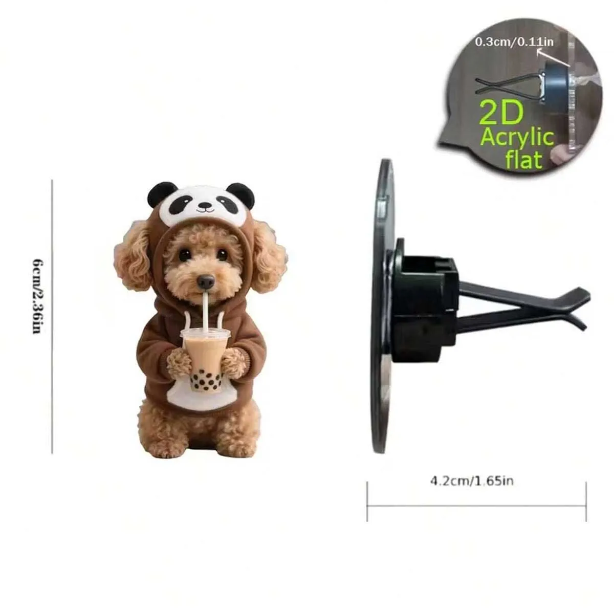 2D flat teddy bear car air outlet decoration clip, can be used for drinking milk tea, fresh air in the car, cute car interior