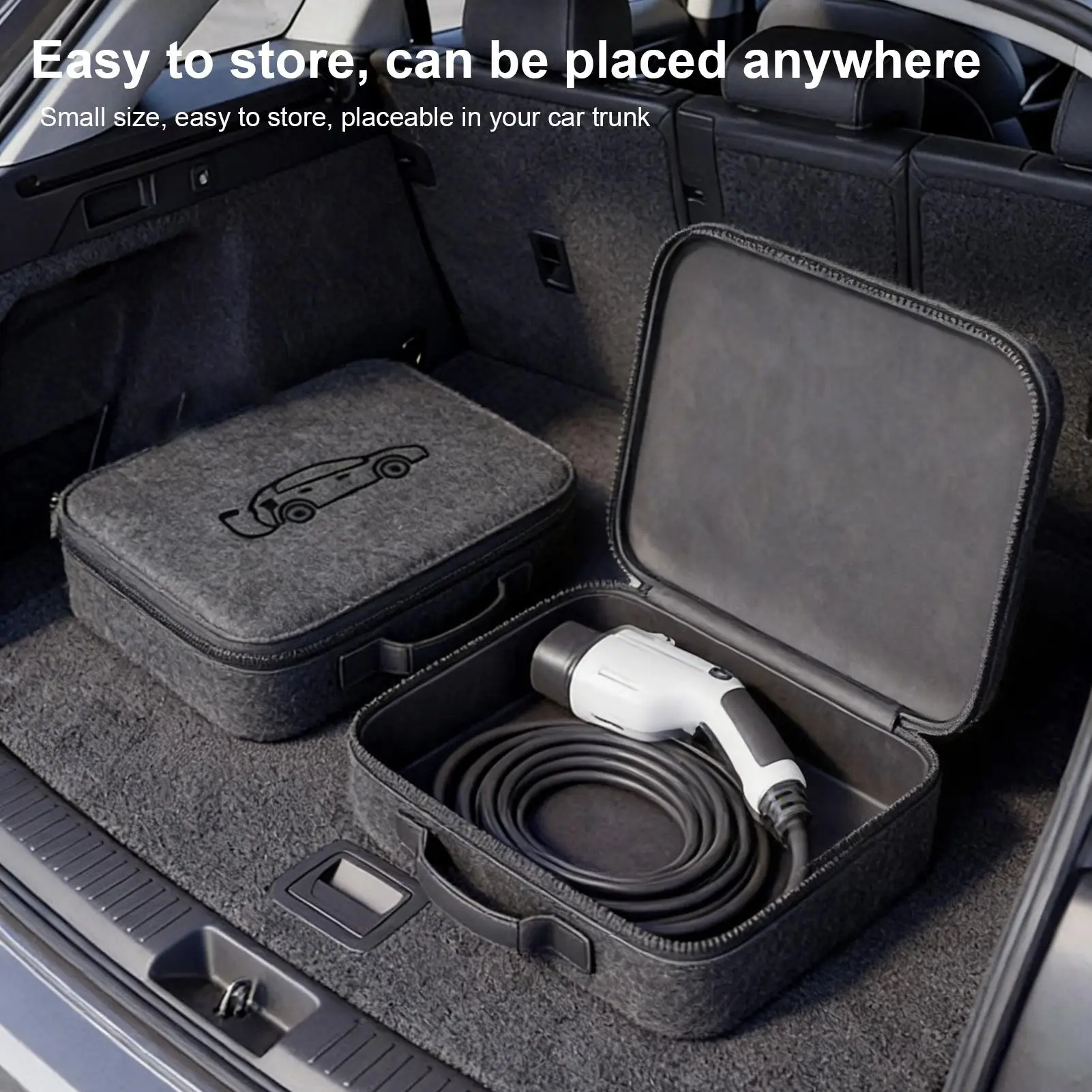 EV Charger Storage Case Felt Electric Vehicle Charging Cord Organizer Electric Vehicle Charging Cable Organizer Bag for Car