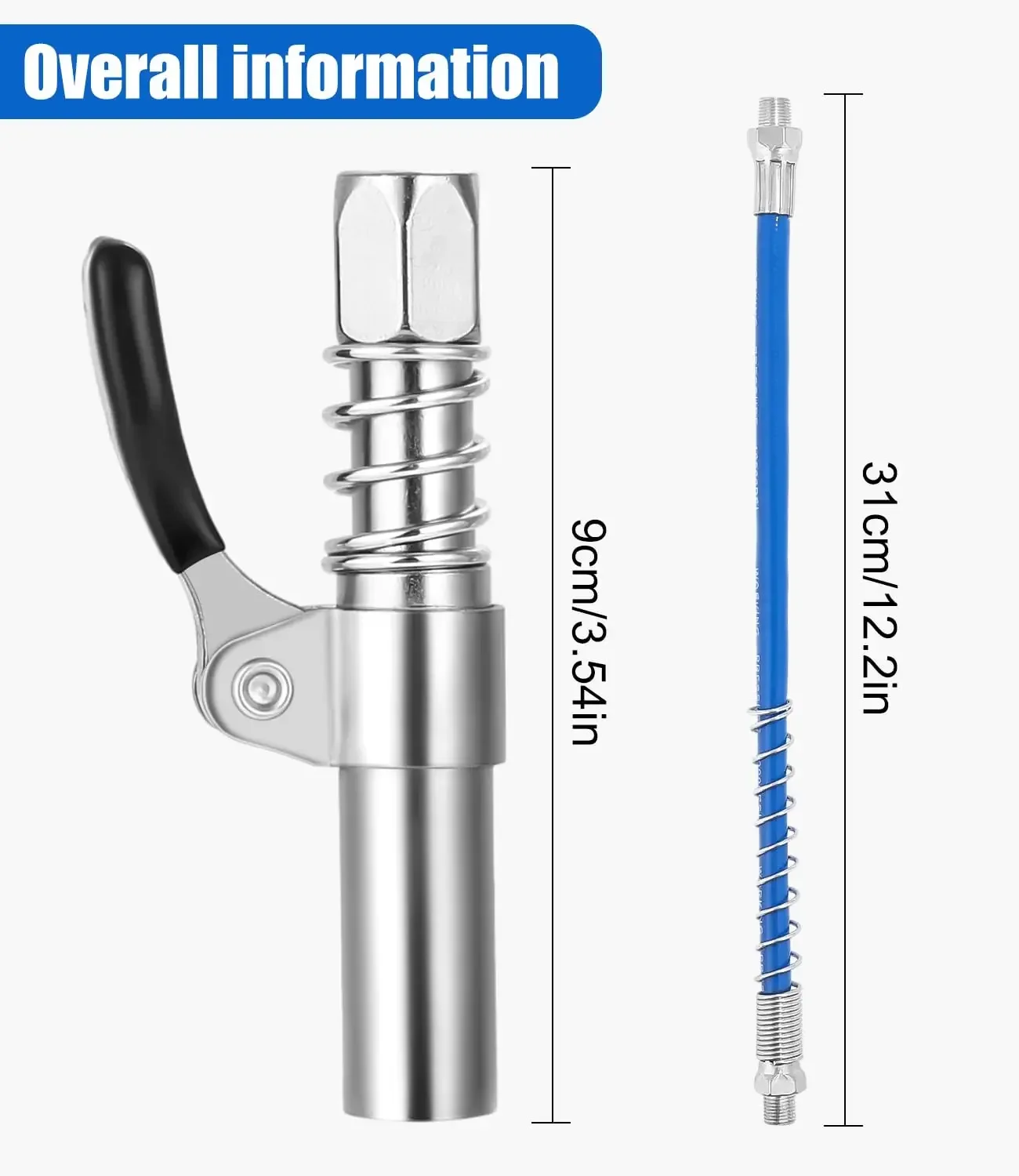 10000PSI Grease Gun Coupler NPTI/8 Oil Pump Quick Release Grease Nozzle Injector Lubricating Oil Grease Gun Car Auto Repair Tool