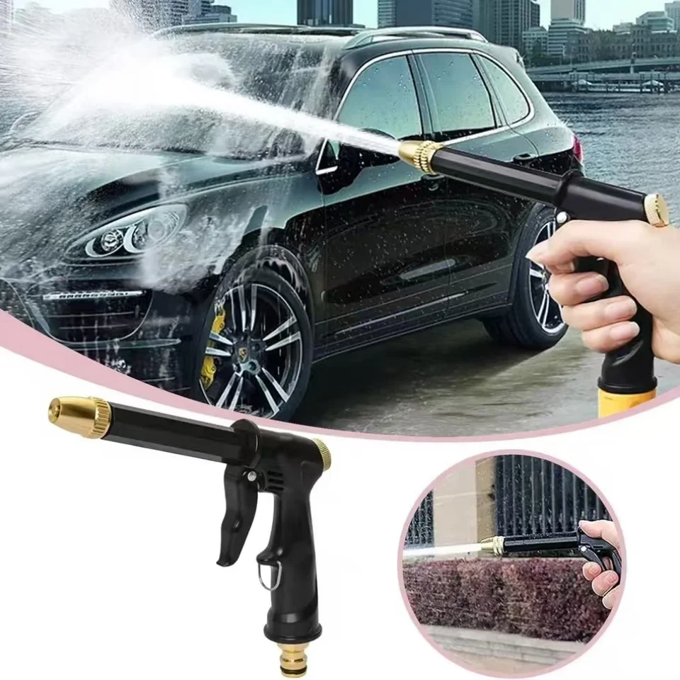 Automobile High-pressure Car Wash Water Gun, New Copper-plated Nozzle, Thickened Long Rod, Family Car Dual-purpose High-pressure