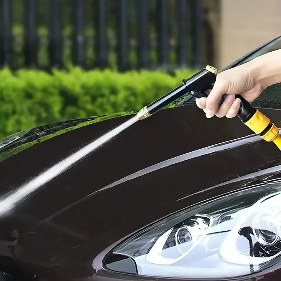 Automobile High-pressure Car Wash Water Gun, New Copper-plated Nozzle, Thickened Long Rod, Family Car Dual-purpose High-pressure