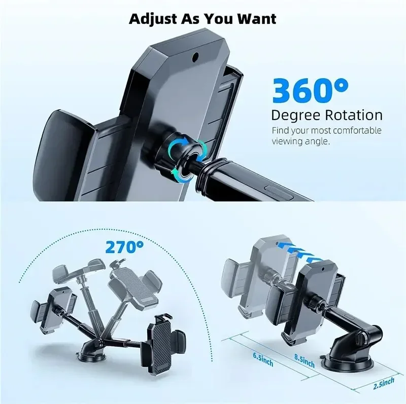 Universal Car Phone Holder 360° Rotation Sucker Mount Cellphone Car Stand Stable Mobilephone Bracket Suction Cup Support in Car