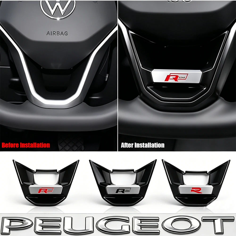 Car Interior Decoration Steering Wheel Cover Bottom Trim Sticker Accessories For VW Golf Tiguan T-Roc Polo Passat ID.4 T-Cross