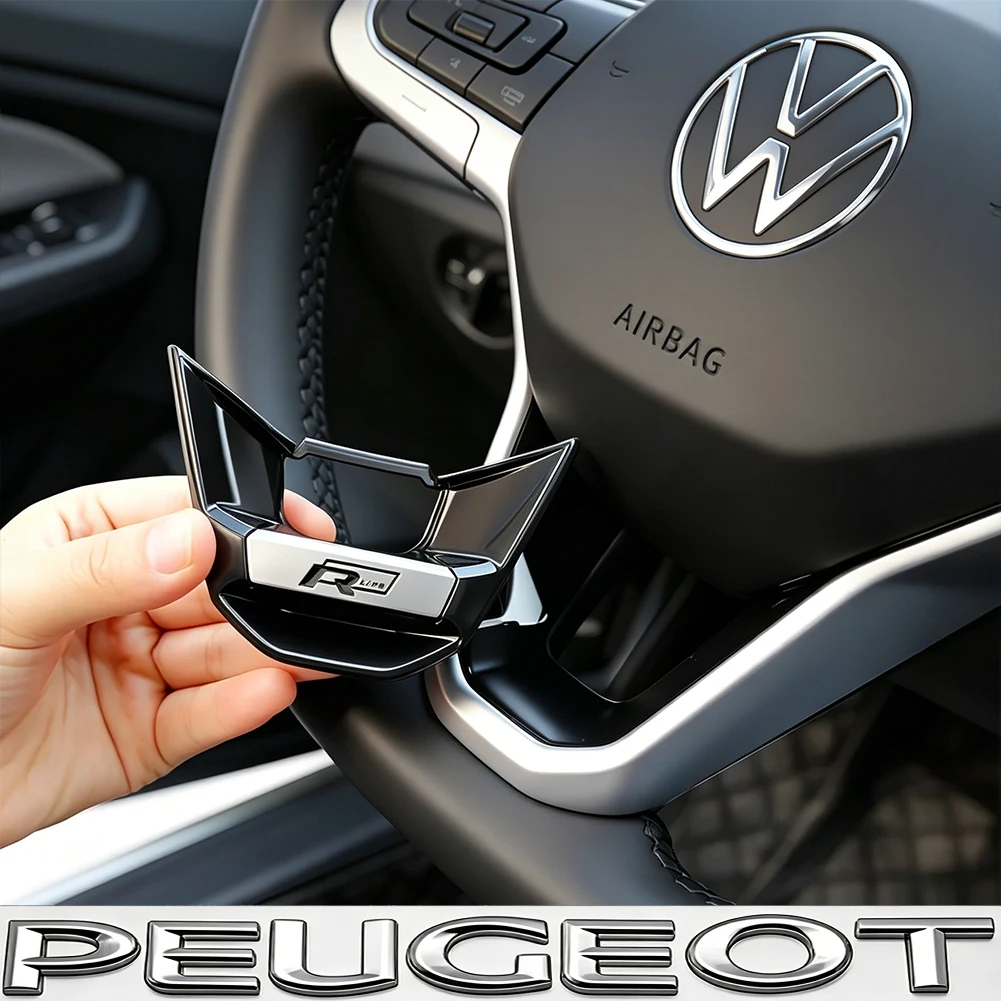 Car Interior Decoration Steering Wheel Cover Bottom Trim Sticker Accessories For VW Golf Tiguan T-Roc Polo Passat ID.4 T-Cross