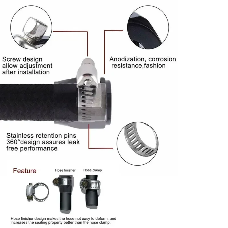 10X AN4 AN6 AN8 AN10 AN12 Car Hose Clamp Radiator Modified Fuel Water Pipe Tube Clip Buckle Fitting Oil Hose Clamps End Finisher