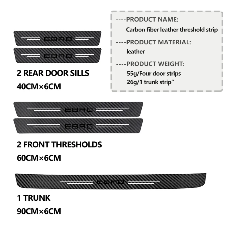 Car Door Plate Threshold Universal Anti-scratch Protector Sticke Auto Accessories For Ebro S400 S700 S800 Jaecoo J7 J8 Omoda 5