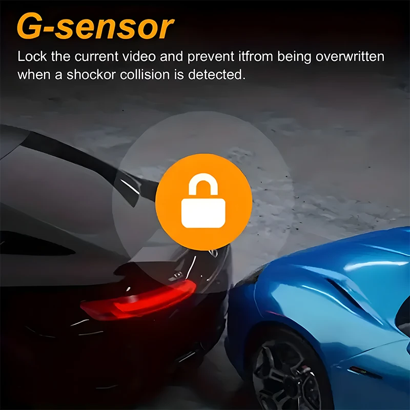 Front and Built-in Car DVR Camera with 1080P Front and 720P Rear Recording,140° Wide-Angle Lens,Night Vision,HD Dashboard Camera