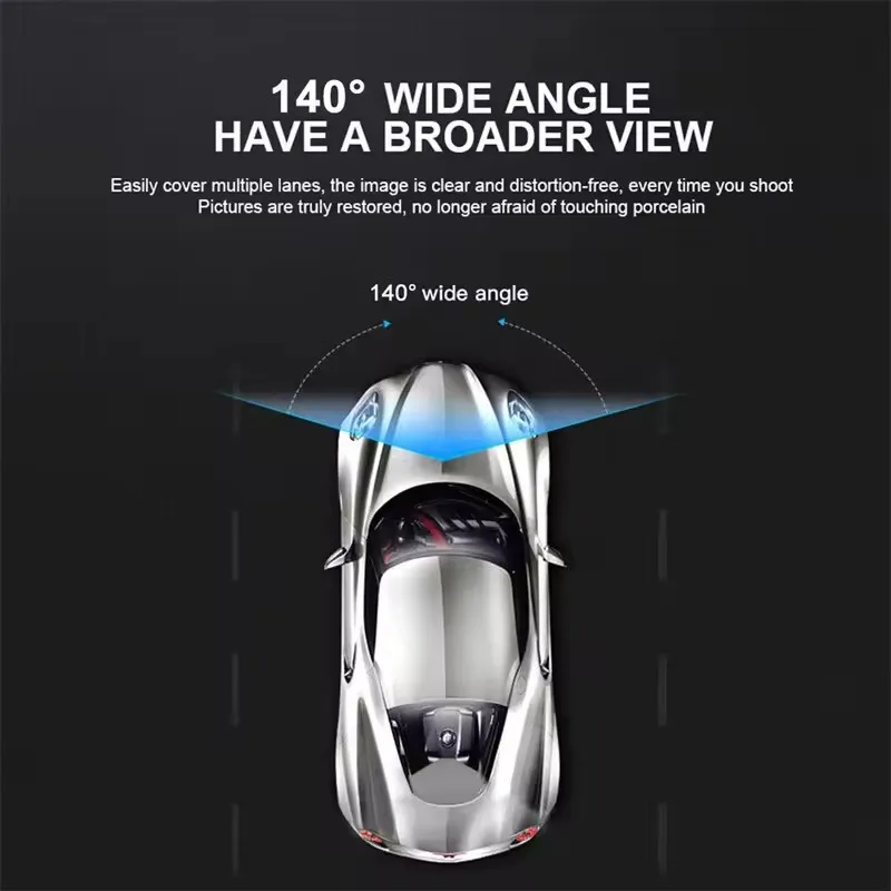 Front and Built-in Car DVR Camera with 1080P Front and 720P Rear Recording,140° Wide-Angle Lens,Night Vision,HD Dashboard Camera