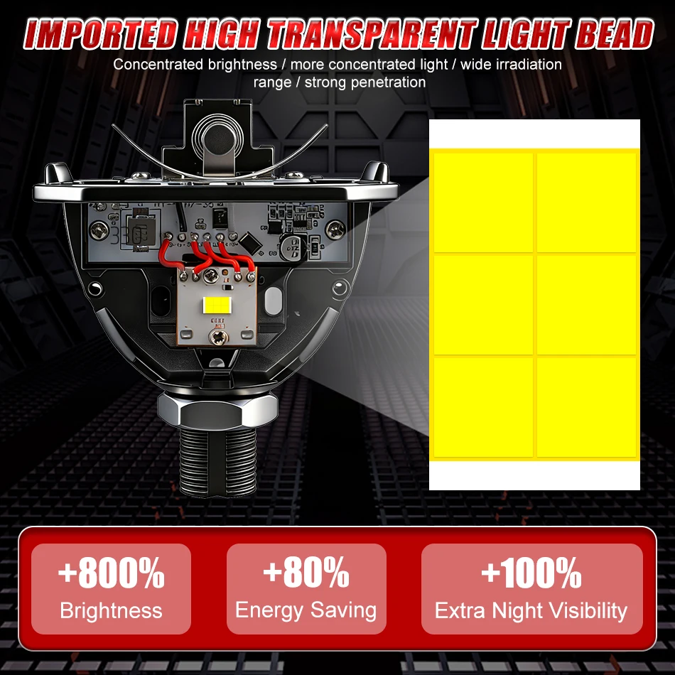 2.5 Inch Bi Led Projector Lens Led Light H4 H7 9005 9006 Car Headlight Bulb High Low Beam 6000K Diode 120W 40000LM Turbo Tuning