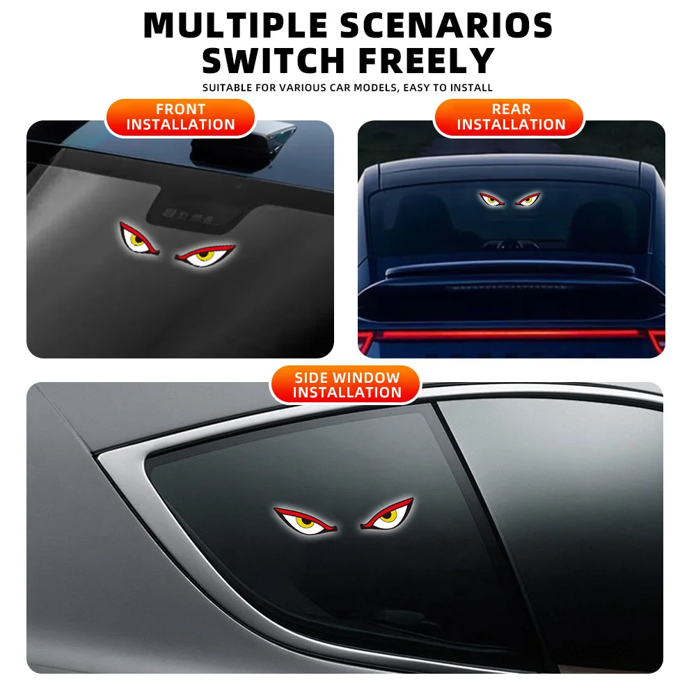 Solar Powered Car Neon Light Wireless Cool DEMON EYE Led Ambient Light Suction Cup USB Rechargeable Atmosphere Breathing Lamp 