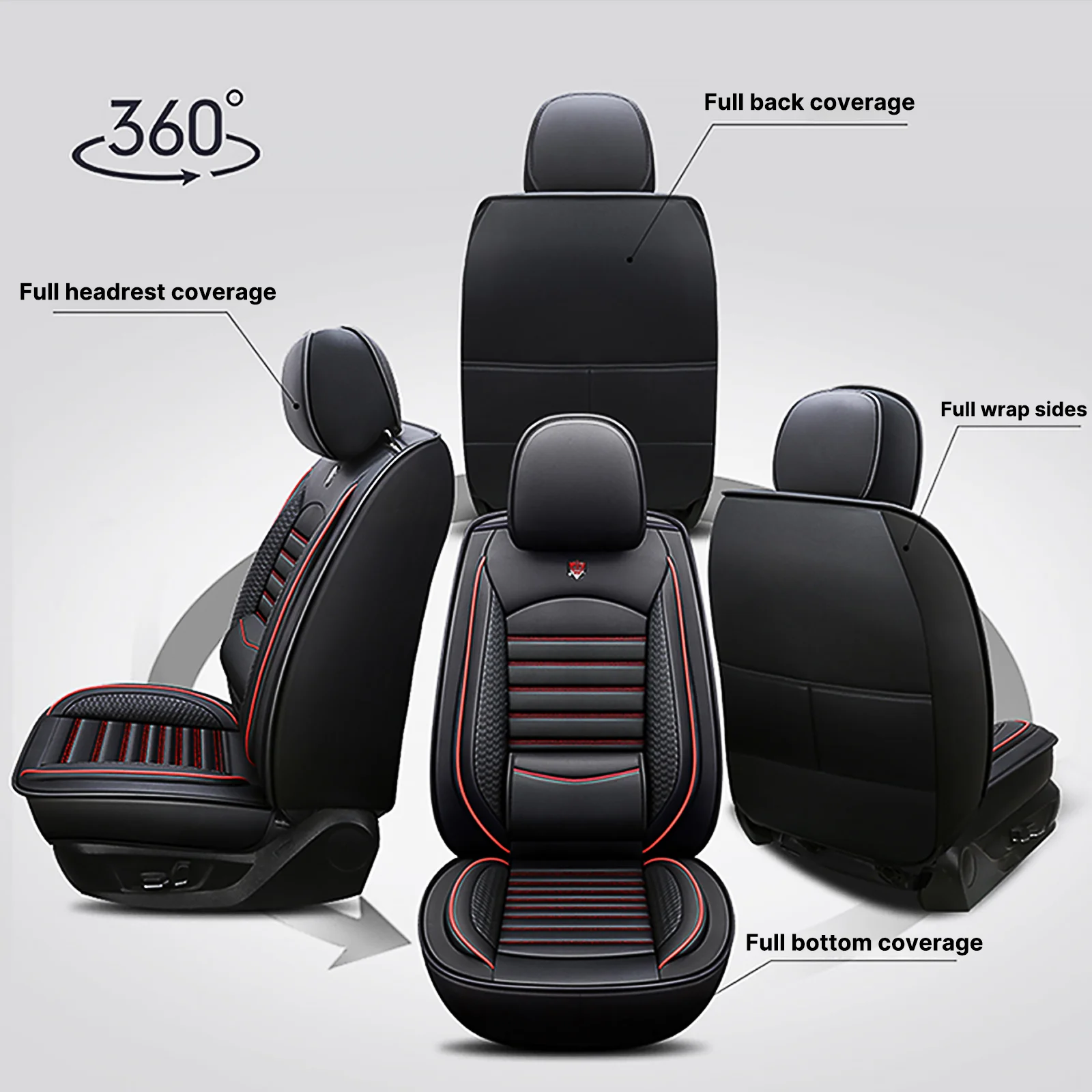 Universal Car Seat Covers for Most Sedans SUVs, Leather Waterproof Airbag Safe, Comfortable Breathable Easy-Clean, Best Gifts