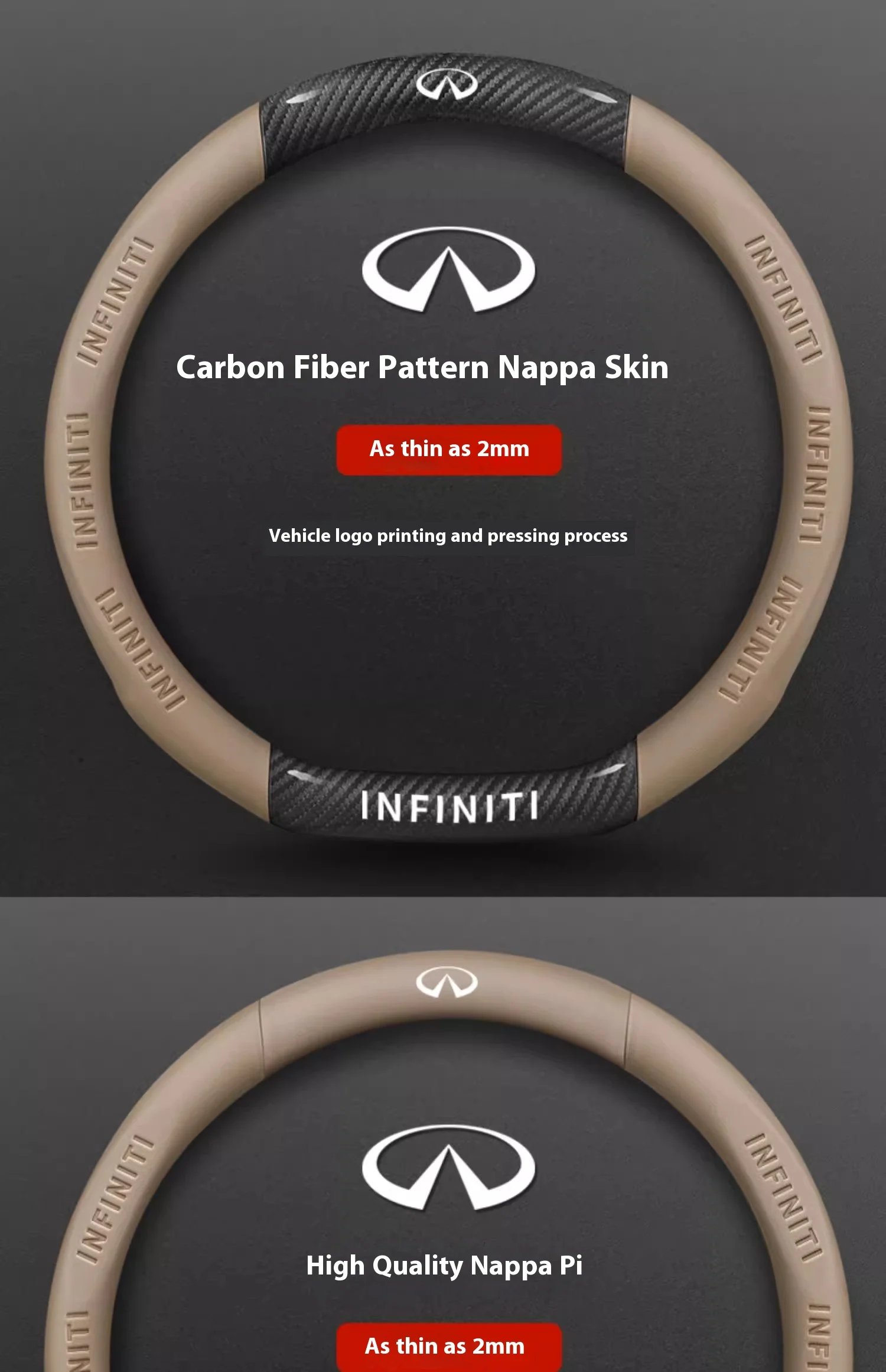 Infiniti Q50 Q60S Q70 QX30 QX50 QX55 QX56 QX60 QX70 QX8 JX35 EX25 FX35 G37 M35 ESQ Car Carbon Fiber Leather Steering Wheel Cover