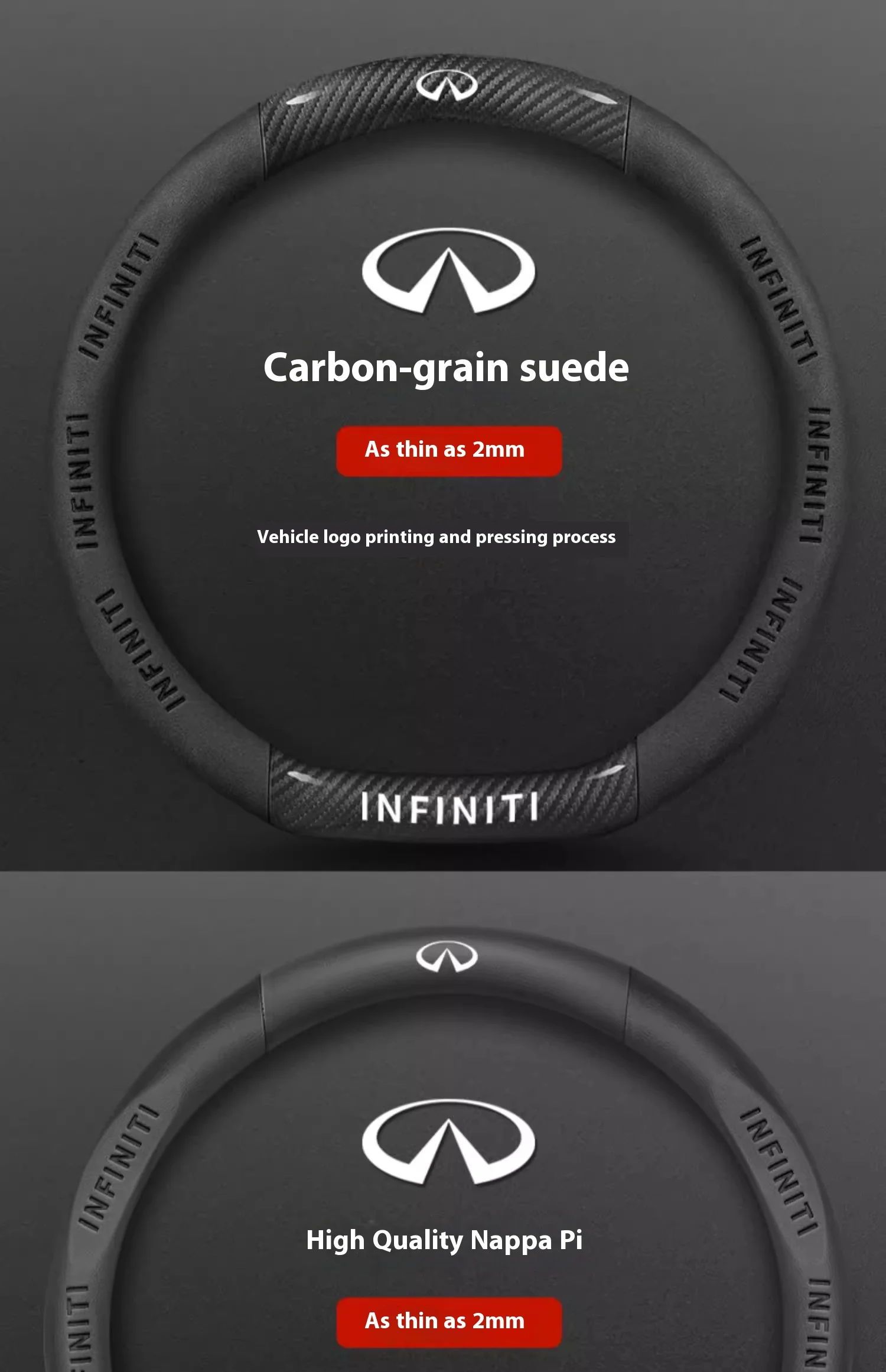 Infiniti Q50 Q60S Q70 QX30 QX50 QX55 QX56 QX60 QX70 QX8 JX35 EX25 FX35 G37 M35 ESQ Car Carbon Fiber Leather Steering Wheel Cover