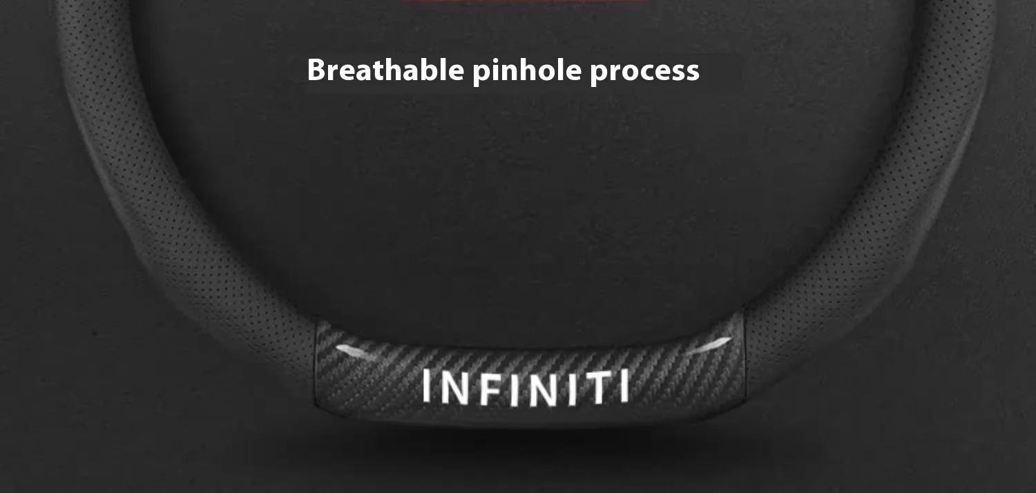 Infiniti Q50 Q60S Q70 QX30 QX50 QX55 QX56 QX60 QX70 QX8 JX35 EX25 FX35 G37 M35 ESQ Car Carbon Fiber Leather Steering Wheel Cover