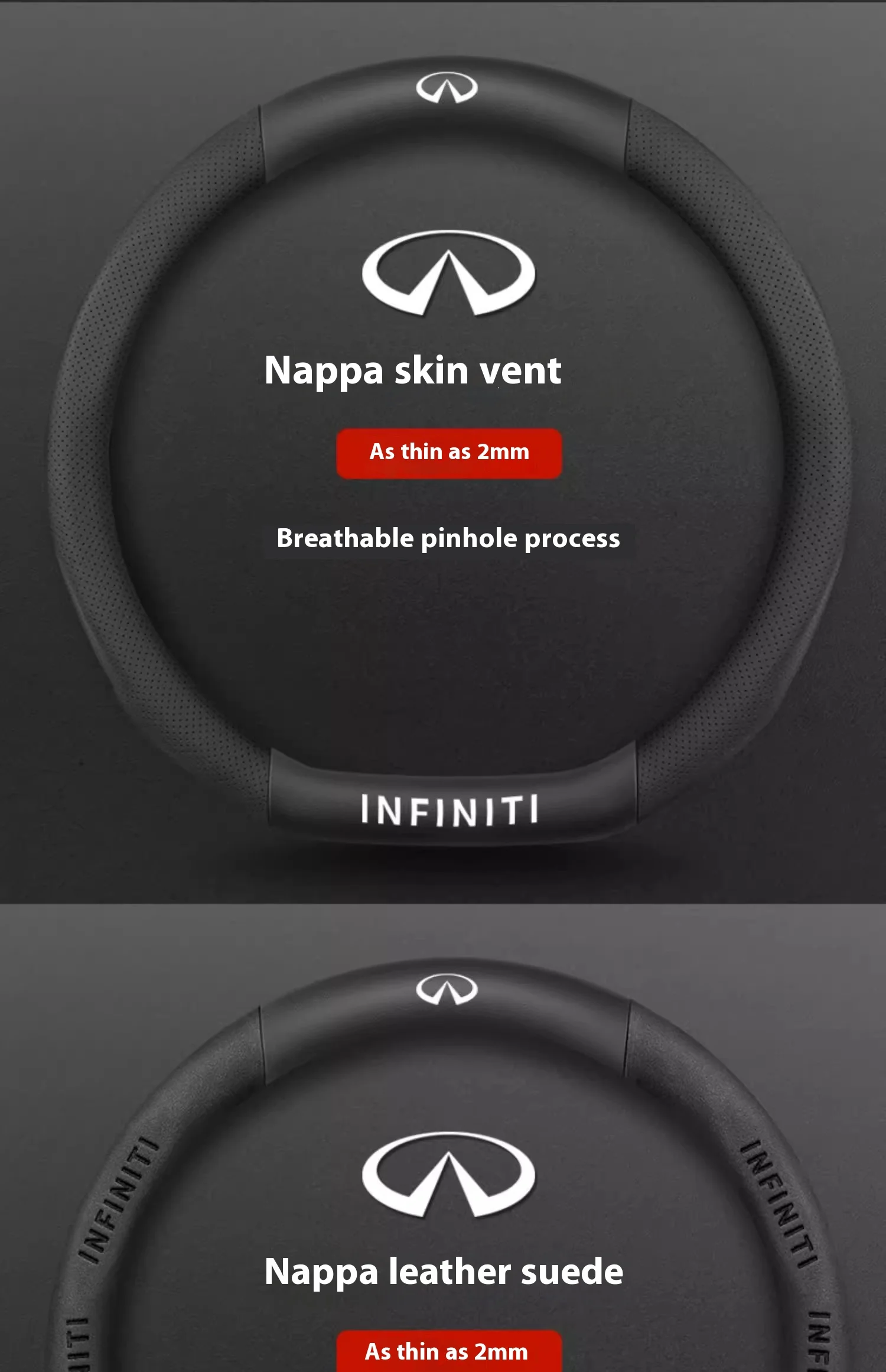 Infiniti Q50 Q60S Q70 QX30 QX50 QX55 QX56 QX60 QX70 QX8 JX35 EX25 FX35 G37 M35 ESQ Car Carbon Fiber Leather Steering Wheel Cover