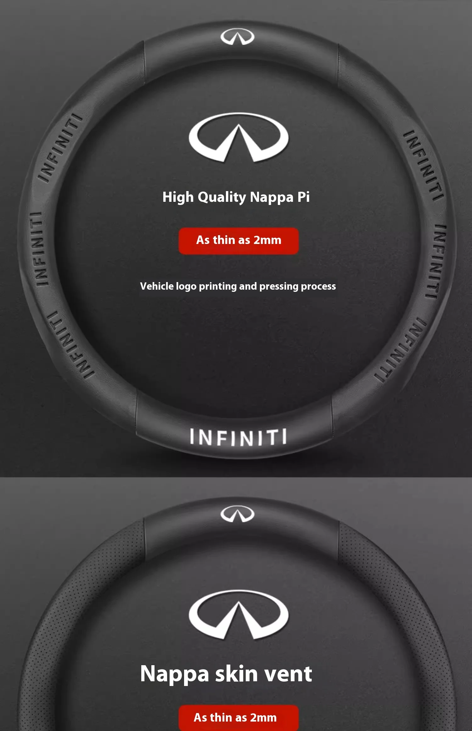 Infiniti Q50 Q60S Q70 QX30 QX50 QX55 QX56 QX60 QX70 QX8 JX35 EX25 FX35 G37 M35 ESQ Car Carbon Fiber Leather Steering Wheel Cover