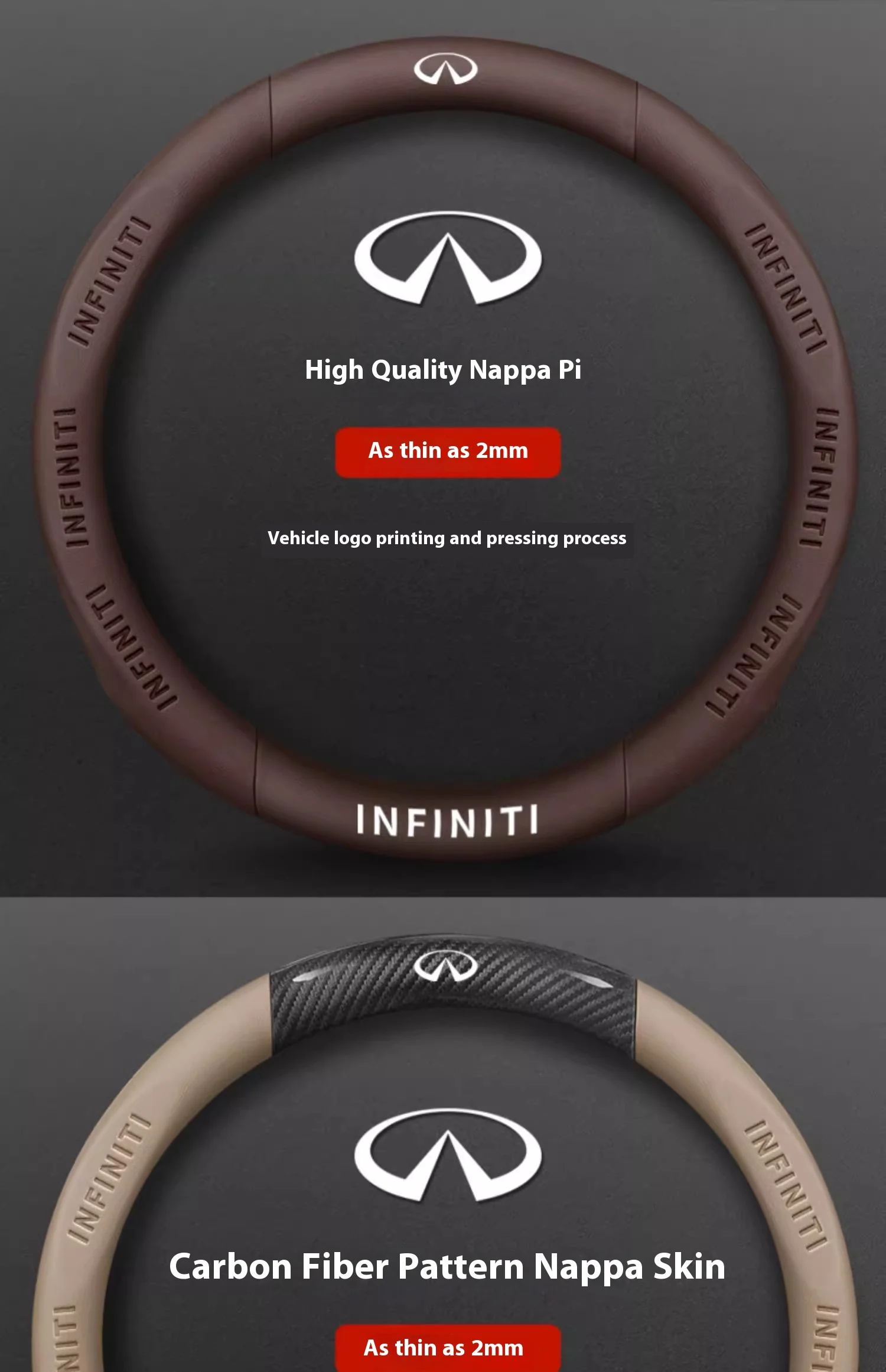 Infiniti Q50 Q60S Q70 QX30 QX50 QX55 QX56 QX60 QX70 QX8 JX35 EX25 FX35 G37 M35 ESQ Car Carbon Fiber Leather Steering Wheel Cover