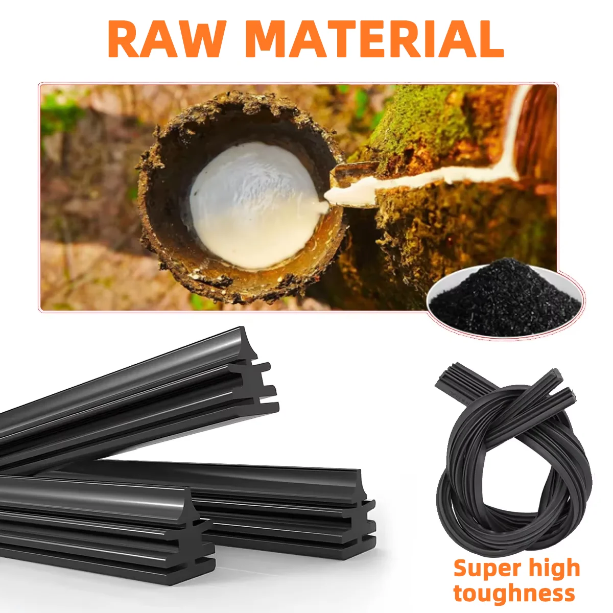 1pc Rubber Strip Universal 6mm Car Windshield Wiper Rubber Strip 14 "16" 18 "19" 20 "22" 24 "26" 28 "30" 32 "Natural Rubber