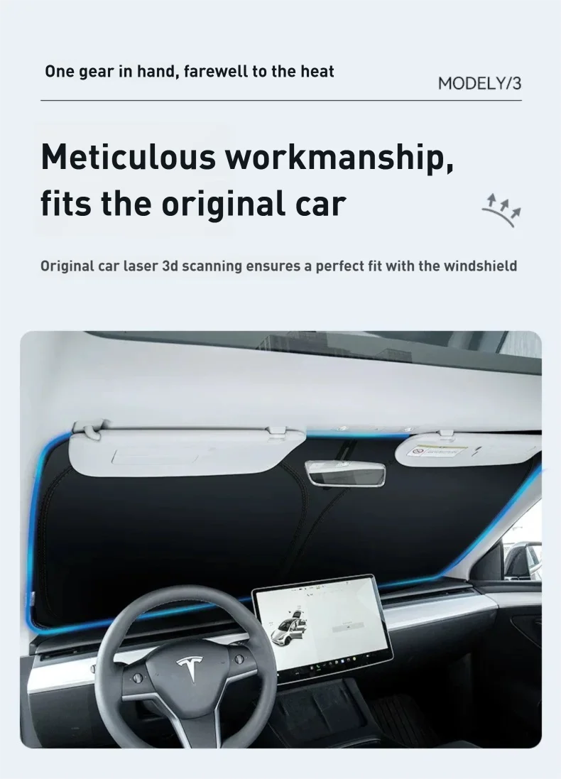 For Tesla Model Y YL 3 Highland Juniper 2017-2025 2026 Car Sun Shade Front Window Shade Visor Glass Roof Skylight UV Protection