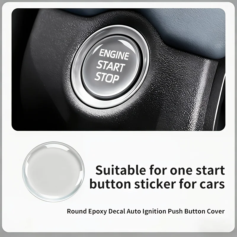 Crystal Transparent Protective Sticker for Car Ignition Switch Button, Suitable for Start/Stop Button Protection Sticker