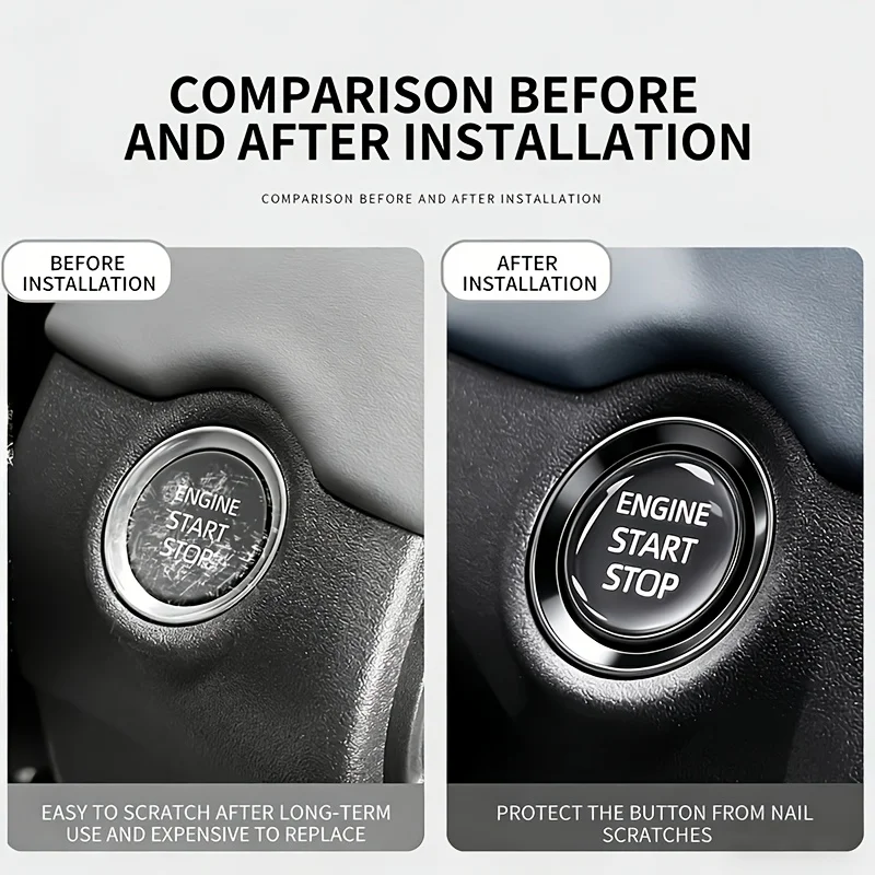 Crystal Transparent Protective Sticker for Car Ignition Switch Button, Suitable for Start/Stop Button Protection Sticker