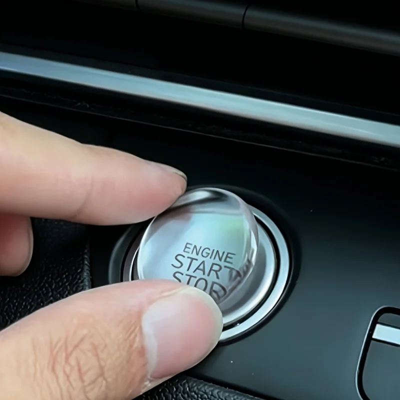 Crystal Transparent Protective Sticker for Car Ignition Switch Button, Suitable for Start/Stop Button Protection Sticker