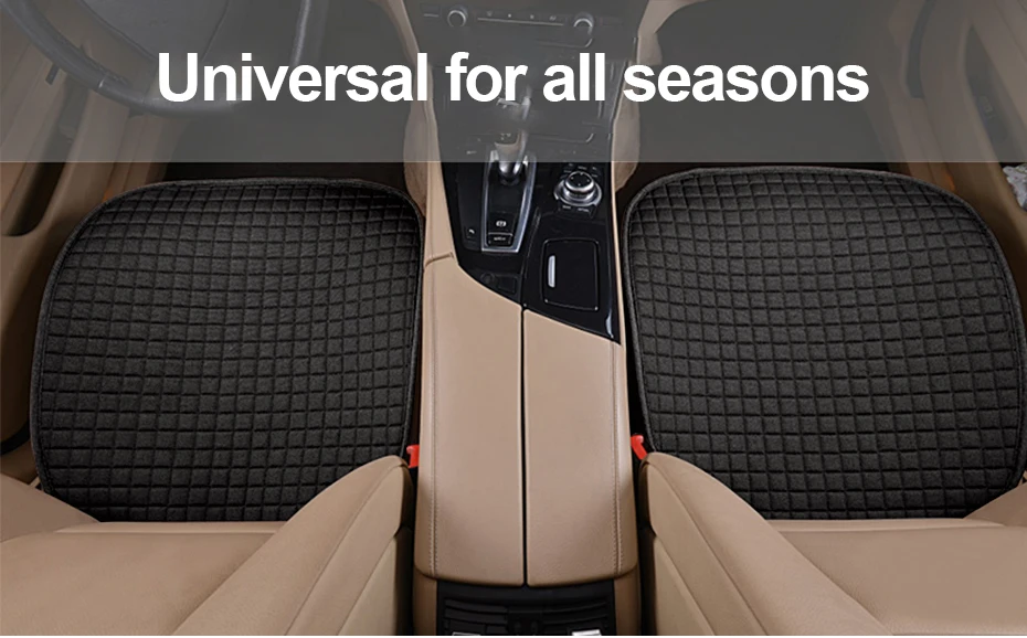 BLALION Summer Cool Flax Car Seat Cover Breathable Fabric Car Front/Rear Seat Cushion Chair Pad Mats for Car Accessories