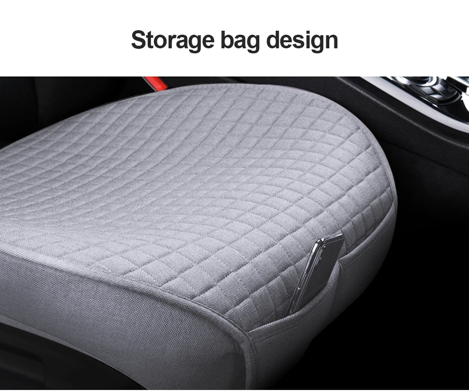 BLALION Summer Cool Flax Car Seat Cover Breathable Fabric Car Front/Rear Seat Cushion Chair Pad Mats for Car Accessories