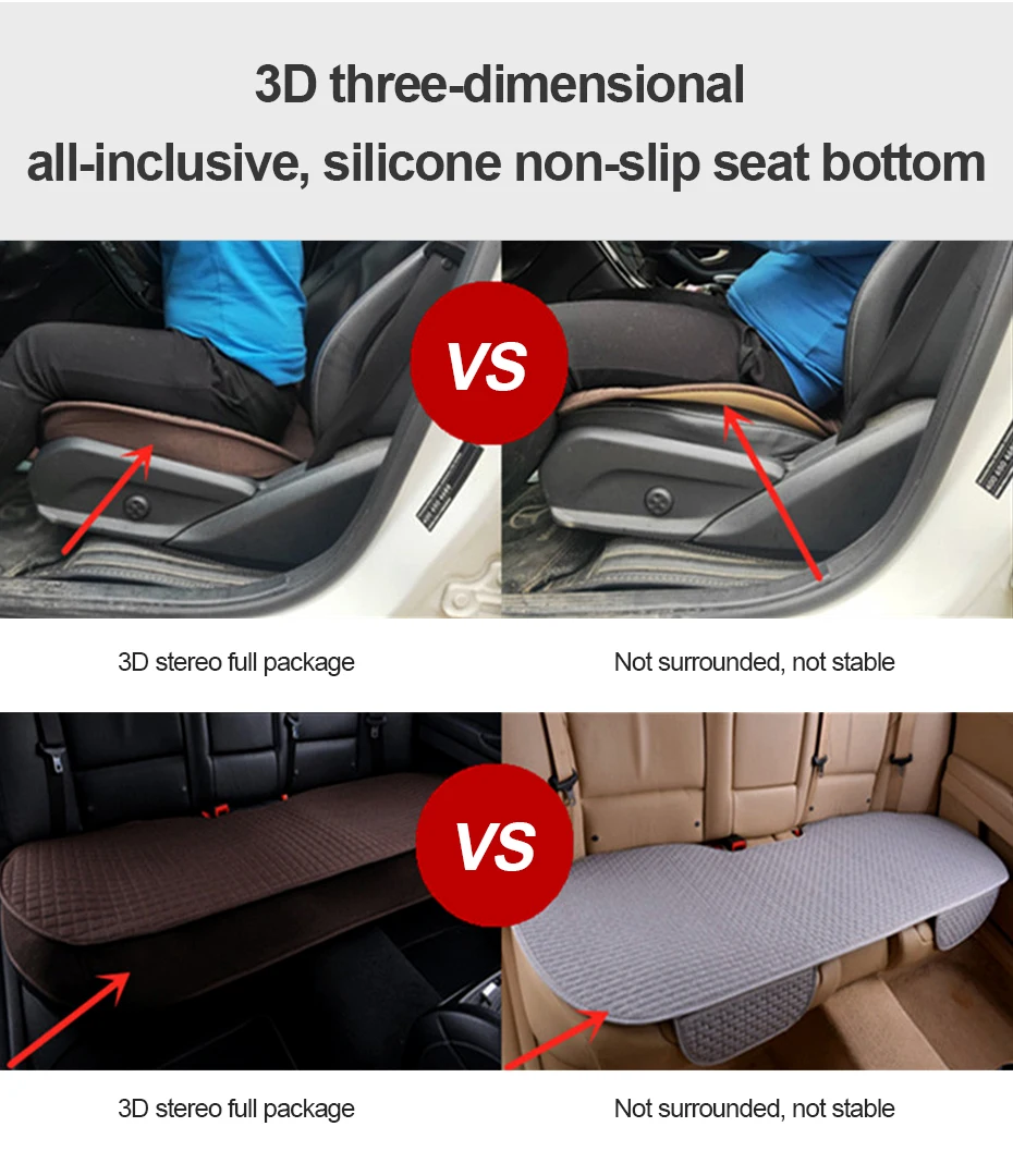 BLALION Summer Cool Flax Car Seat Cover Breathable Fabric Car Front/Rear Seat Cushion Chair Pad Mats for Car Accessories