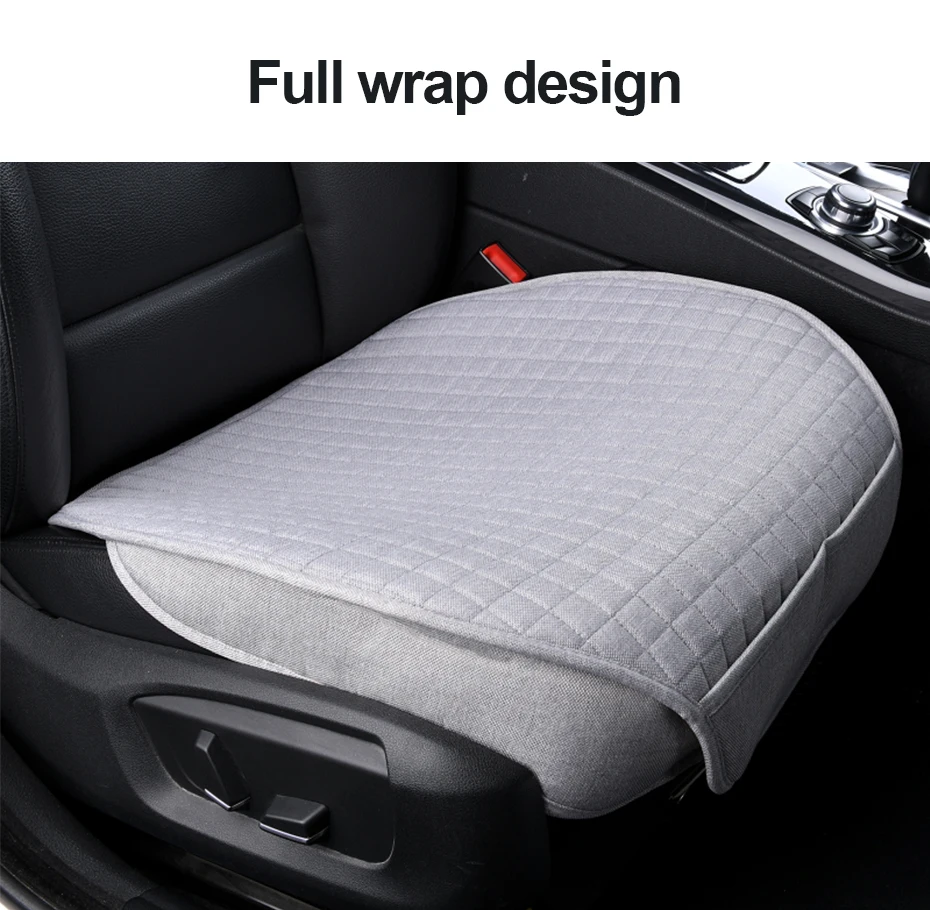BLALION Summer Cool Flax Car Seat Cover Breathable Fabric Car Front/Rear Seat Cushion Chair Pad Mats for Car Accessories